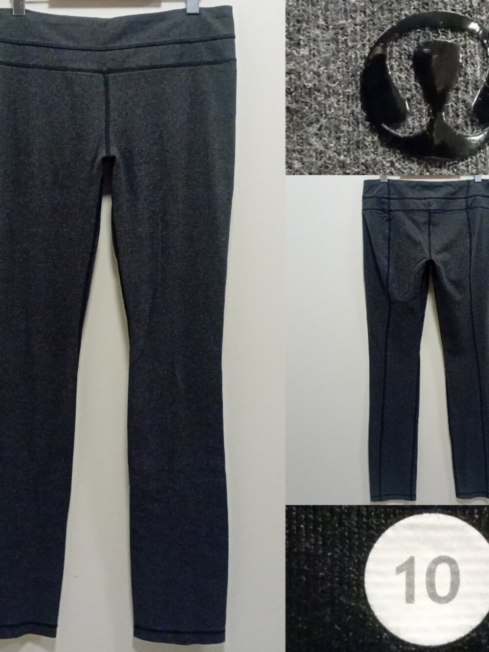 Lululemon Groove Pant Dark Gray Straight Leg Leggings Size 10 Large 33.5" inseam